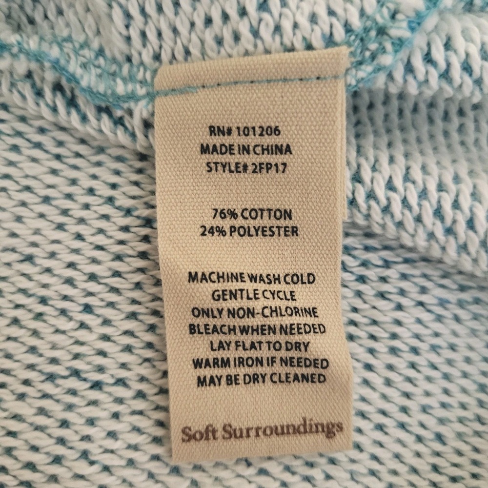 Soft Surroundings Size S NWT Santorini Shores Cowl Neck Sweater Teal Blue Terry - Picture 4 of 6